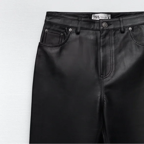 💫HP‼️💫 NWT ZARA 100% Sheep Leather Pants in Black - Limited Edition, Size 8 - Picture 3 of 8